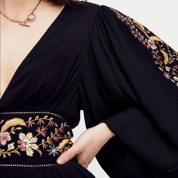 🌙FREE PEOPLE Black Moroccan Gemstone Mini Dress🌙 - Picture 4 of 7